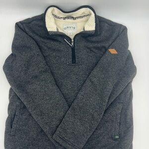 Orvis Fly Fishing Sherpa-lined Pullover 1/4 Zip Grey Jacket Men's Large